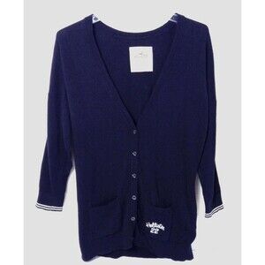 Vtg Hollister Cardigan Sweater Women L Black V-neck Y2K Preppy Elana Bella Logo